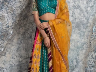 green-multi-colored-lehenga-set
