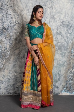 green-multi-colored-lehenga-set-big-0