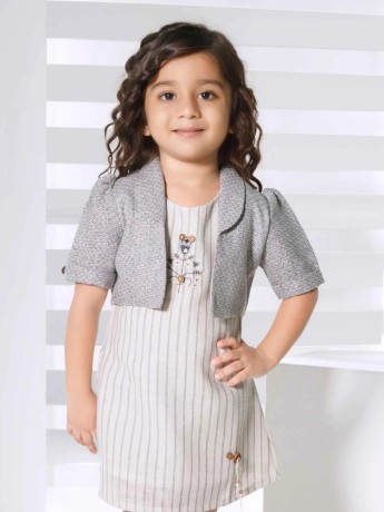 grey-pinstripe-shift-dress-with-matching-over-coat-for-girls-big-0